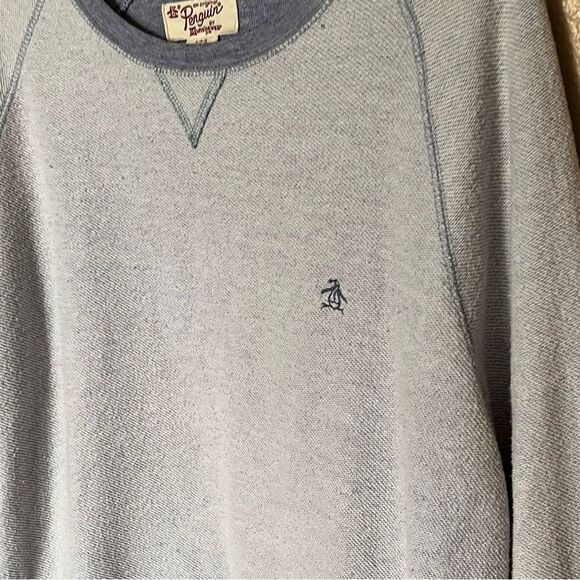 Original Penguin Tonal Blue Crewneck Long Sleeve Pullover Sweatshirt Size Large - Picture 4 of 10